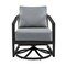 Armen Living Aileen 3 Piece Patio Outdoor Swivel Seating Set in Black Aluminum with Gray Wicker and Cushions 840254332645 - alternate 2